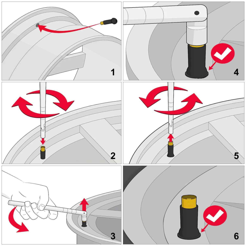 Tubeless ventiilide komplekt – vask, kruvi paigaldus, tavaline südamiku õõn, ühilduv autode, mootorradade ja jalgratastega
