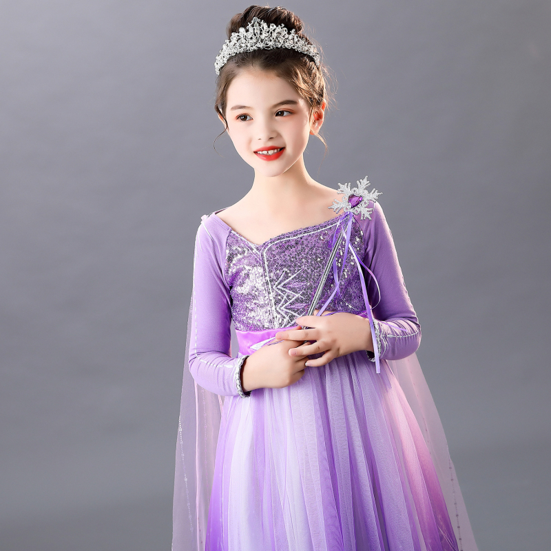 Lányoknak Elsa hercegnő ruha, hosszú ujjú, poliészter 85%, bélés pamut, hercegnő-stílus, 3–8 évesek