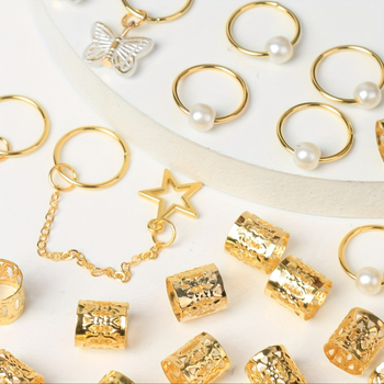 Δαχτυλιδάκι μαλλιών από κράμα με πλευρικό κλιπ για dreadlocks, ηλεκτροχρωμιωμένο, unisex αξεσουάρ κεφαλής