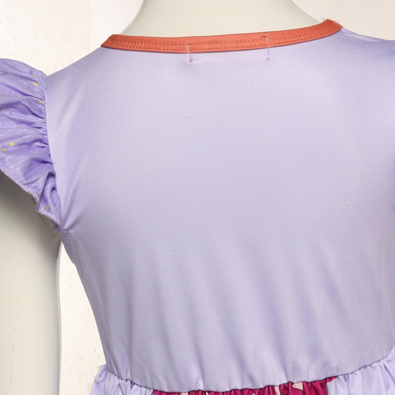 Lányoknak készült A-vonalú ruha, rajzfilm mintával, milk silk szövet, 100% poliészter