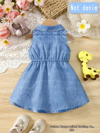 Φορμάκι/φορεματάκι για κορίτσι χωρίς μανίκια, με γιακά τύπου πουκάμισου, ψηφιακή εκτύπωση με ζωϊκό θέμα, στυλ πριγκίπισσα, ύφασμα Milk Silk, φόδρα 100% πολυεστέρα, για 1–3 ετών