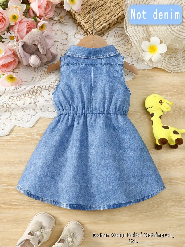 Dievčenské dieťa bez rukávov s golierom na košieľu, digitálna potlač zvierat, štýl princezná, Milk Silk látka, podšívka 100% polyester, 1–3 roky