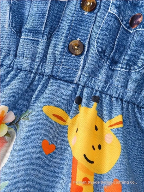 Dievčenské dieťa bez rukávov s golierom na košieľu, digitálna potlač zvierat, štýl princezná, Milk Silk látka, podšívka 100% polyester, 1–3 roky