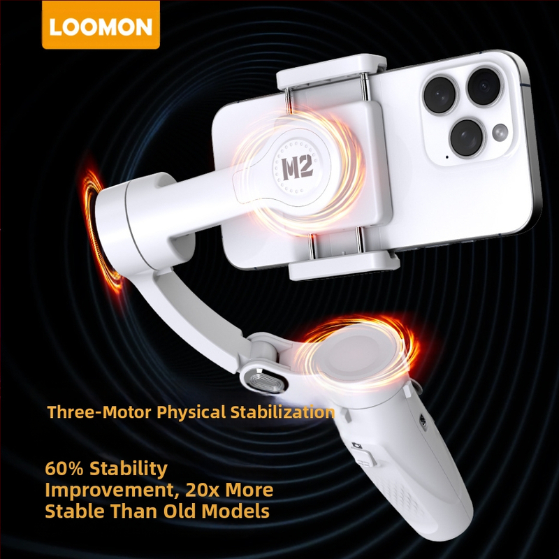 M2 мобилен телефон гимбал: триосов ръчен стабилизатор с AI проследяване на лицето, Bluetooth, ABS