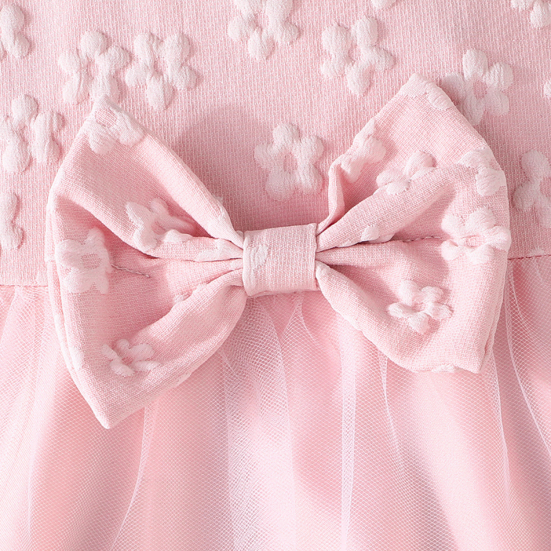 Gyerekeknek készült nyári A-vonalú ruha pillangó-hálós lámpa ujjas, rajzfilm mintával, poliészter anyagból, 1-3 éveseknek