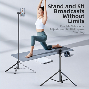 Držiak na telefón na selfie s Bluetooth klipom a svetlom, hliníkový podlahový statív pre vonkajšie fotografovanie - jisnn