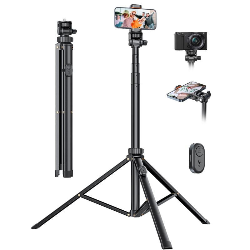 Držiak na telefón na selfie s Bluetooth klipom a svetlom, hliníkový podlahový statív pre vonkajšie fotografovanie - jisnn