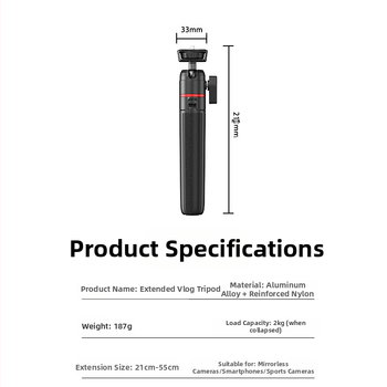 Mini galda lazy statīvs kamerai un viedtālrunim, alumīnija konstrukcija, pielāgojams, vispārīgs stilss
