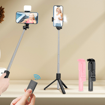 Selfie Stick cu telecomandă Bluetooth, suport universal pentru telefon cu iluminare de completare, construcție din plastic, suport pentru personalizare