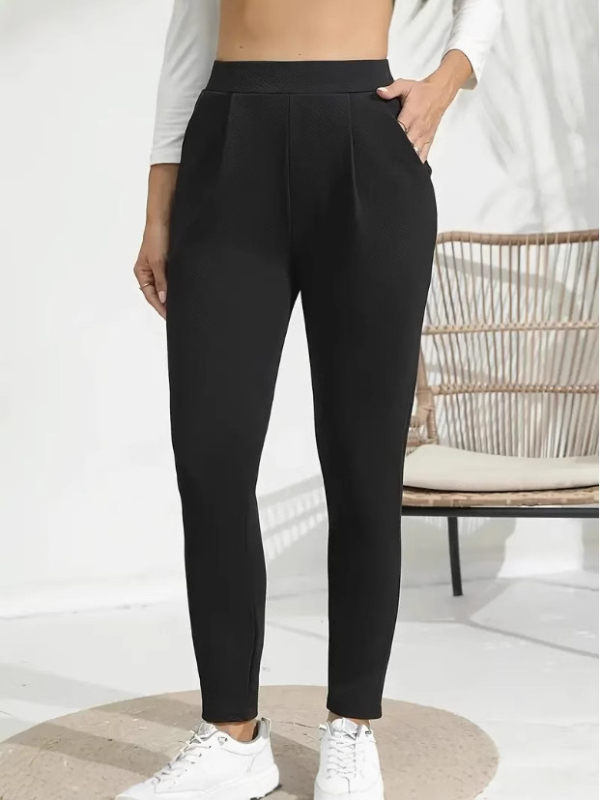 Ženske hlače visokim strukom, cropped dužina, poliester 90–95%, mikro-elastičnost, street hipster stil