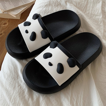 Naistele ühele rihmiga sussid – Cartoon panda kujundus, PVC ülaosa, EVA tald, libisemisvastane, injektsioon-tald, kodune kasutus, suvi 2024