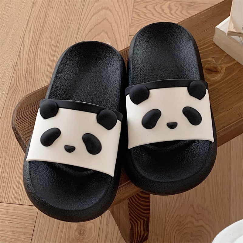 Sieviešu čības ar vienu siksnu – Cartoon panda dizains, PVC augšdaļa, EVA zole, pretslīdēšana, injekcijas zoles, vasara 2024
