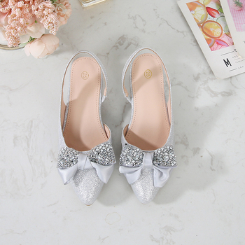 Pantofi cu cristale în formă de fluture pentru fete, stil Slip-On, exterior PU, căptușeală PU, branț PU, talpă TPR, toc 3,5 cm, pentru vârste 7–16 ani