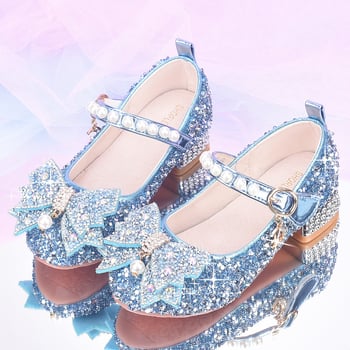 Hercegnő-stílusú gyerekcipő lányoknak, szintetikus bőrből, Velcro-zárás, kristálydíszítés, lélegző, csúszásmentes, kopásálló, zongorai fellépésekre