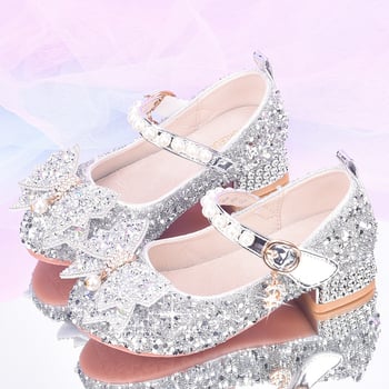 Hercegnő-stílusú gyerekcipő lányoknak, szintetikus bőrből, Velcro-zárás, kristálydíszítés, lélegző, csúszásmentes, kopásálló, zongorai fellépésekre