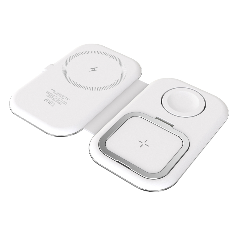 3-in-1 salokāms magnētiskais bezvadu lādētājs ar statīvu — 15W PD ātra uzlāde