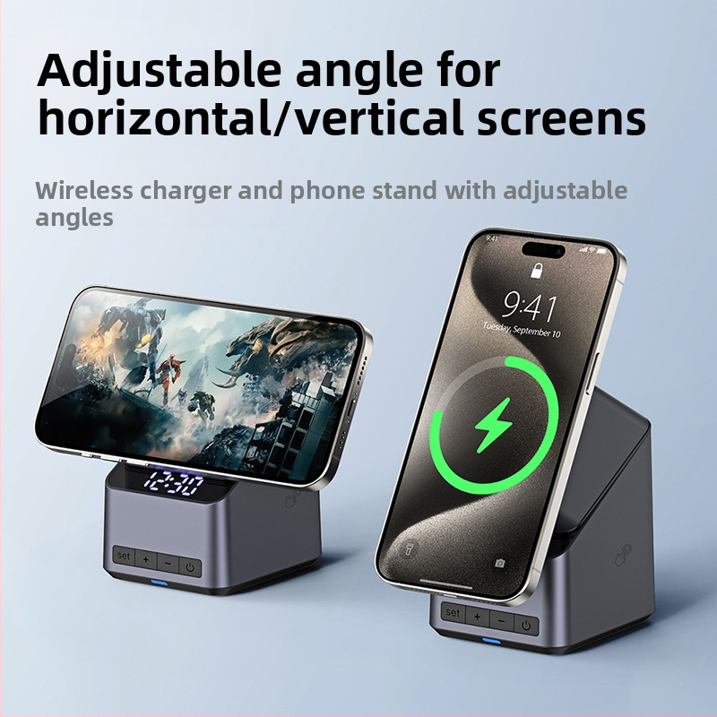 Bezdrôtová nabíjačka s 180° dotykovým nastavením, štvor-in-1 otočný stojan, magnetické bezdrôtové nabíjanie, výstup 5–15W