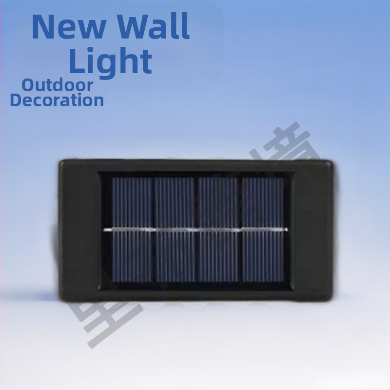 Solárne vonkajšie nástenné svetlo na dvore so zvislým osvetlením steny, dekoratívne, vodeodolné, 5W, ručný spínač