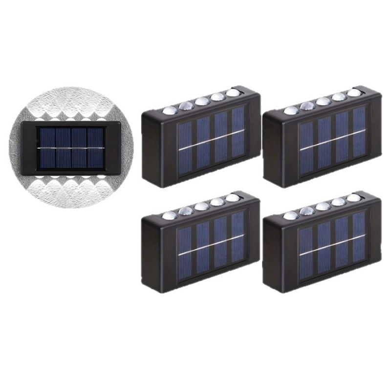 Napelemes kültéri falikar – felülről és alulról világító fal a kerthez, vízálló, 5W, manuális kapcsoló