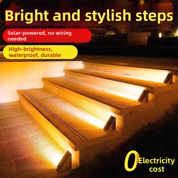 Saulės energijos laiptų lemputė su judesio jutikliu, IP65 vandeniui atsparus, lauko kiemo naudojimui, 16–24 val. veikimo laikas, įėjimas ≤36V