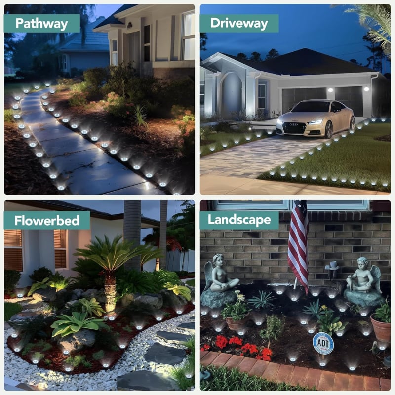 Saulės energijos požeminė LED lemputė kiemui ir sodui, nerūdijantis plienas, 8 LED, modelis dc8127, veikimo laikas 6–12 valandų