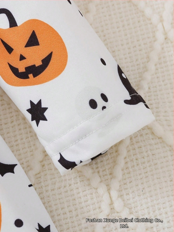 Dievčenské šaty: Halloween Pumpkin Ghost, štýl princezny, dlhé rukávy, Milk Silk látka