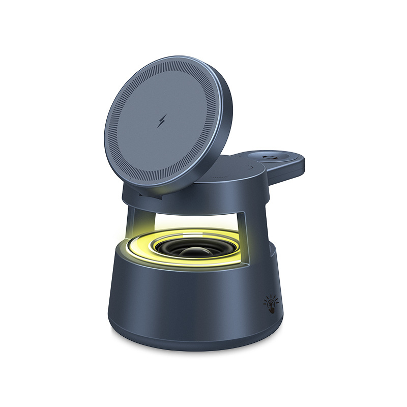 Magnetinis 5-in-1 belaidis įkroviklis Apple įrenginiams, QC3.0 greitas įkrovimas, magnetinis įkrovimas, bendroji galia 20W, išvesties galia 10W, CE/FCC/ROHS sertifikatai