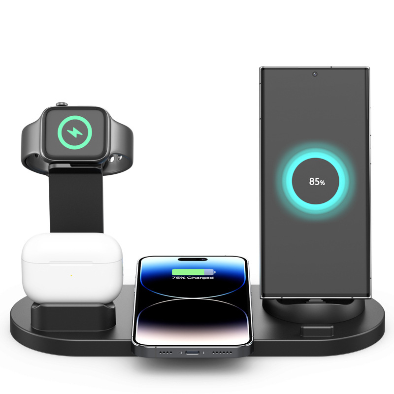 3 az 1-ben vezeték nélküli töltőállvány hallgatók és okosóra töltéséhez – 18W maximális kimenet, QC4.0, Qi vezeték nélküli töltés