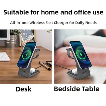 3-σε-1 μαγνητικός ασύρματος φορτιστής γρήγορης φόρτισης, έξοδος 15W, QC3.0, συμβατό με Apple Watch και MagSafe ακουστικά