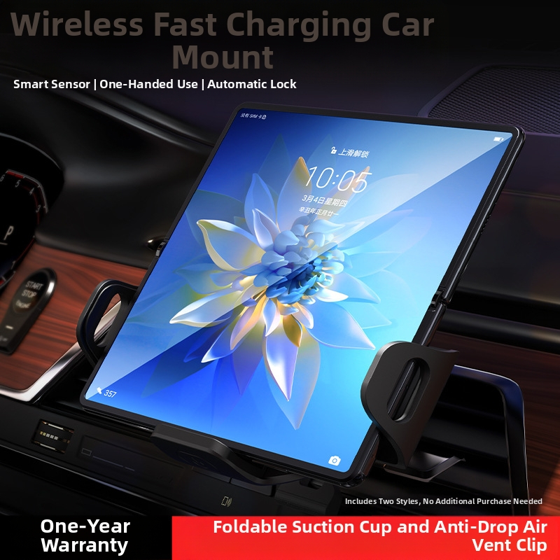 Carenton Snap-On държател за телефон за автомобил S15 – съвместим с Huawei Mate X2, презареждаем, монтаж върху въздушен отвор