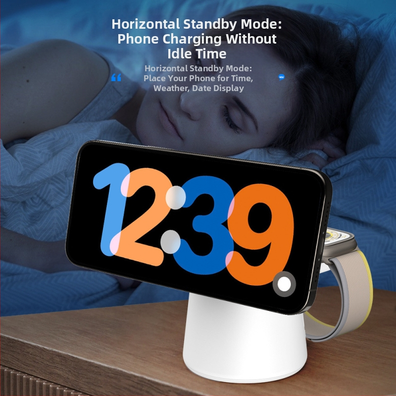 Qi2 магнитно три в едно безжично зарядно, сгъваемо, USB-C, 1–3 конектора, съвместимо с iPhone 15, AirPods и Apple Watch