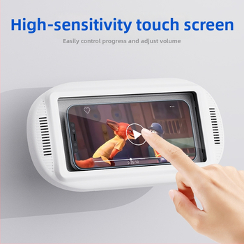 Nástenný vodotesný držiak na telefón do kúpeľne, 360° otáčanie, skladací a teleskopický, bez vŕtania