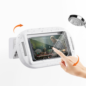 Falra szerelhető vízálló telefontartó fürdőszobába, 360°-os forgású, összecsukható és teleszkópos, fúrás nélküli