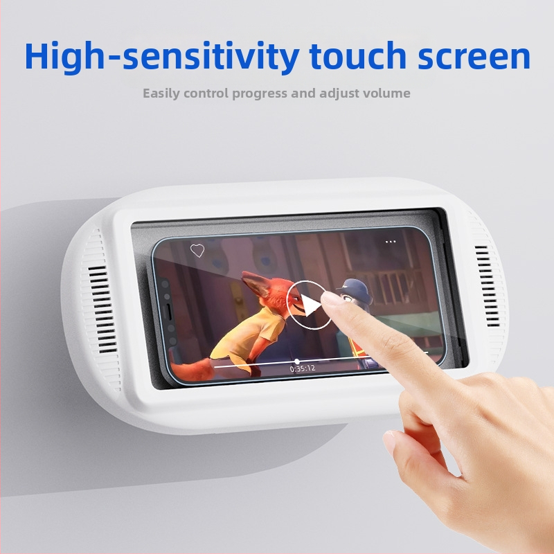 Nástenný vodotesný držiak na telefón do kúpeľne, 360° otáčanie, skladací a teleskopický, bez vŕtania