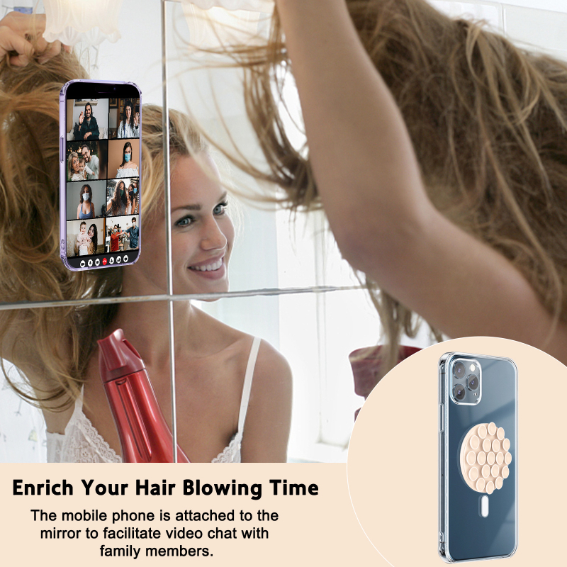 Silikoonist magnetiline telefonihoidja vaakumiga, tugev ja kompaktne, geomeetriline disain, logotüüp trükitud