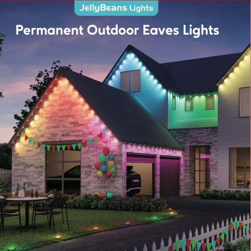 Välistere LED nöörvalgustid katusekaartele dekoratsiooniks, 24V sisendiga, 1W tükk, IP67, USB toide, juhitav rakenduse ja kaugjuhtimispuldi kaudu