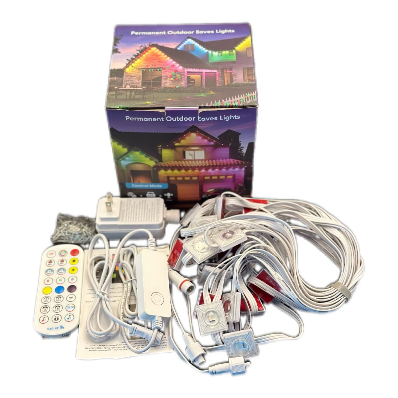 Välistere LED nöörvalgustid katusekaartele dekoratsiooniks, 24V sisendiga, 1W tükk, IP67, USB toide, juhitav rakenduse ja kaugjuhtimispuldi kaudu