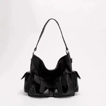 PU Tote táska, uniszex, vödör alakú, cipzáras nyitás és belső cipzáras zseb