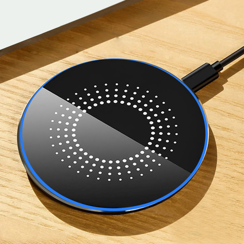 Labai plonas apvalus Qi 15W belaidis įkroviklis Apple ir Huawei, stalinis įkroviklis QC4.0