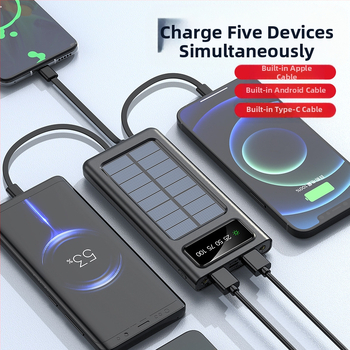 Kantav päikesepatareiga akupank Li-Polümeerakuga, QC2.0, 10W laadimine, 5V sisend, kaasas andmekaabel