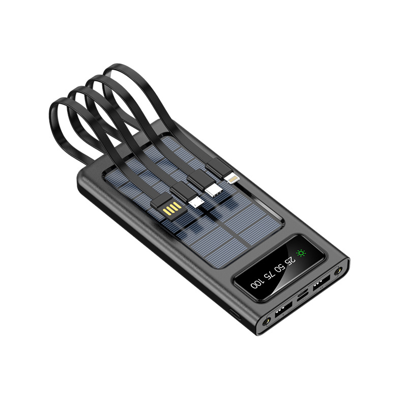 Kantav päikesepatareiga akupank Li-Polümeerakuga, QC2.0, 10W laadimine, 5V sisend, kaasas andmekaabel