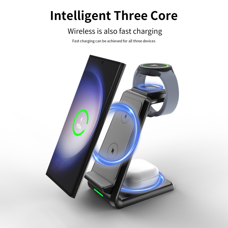 Ασύρματο στηρίγμα φόρτισης – 15W γρήγορη φόρτιση, συμβατό με Apple, Samsung, Huawei και Google, πλαστικό περίβλημα, καθολική συμβατότητα, για επιφάνειες γραφείου ή δάπεδου