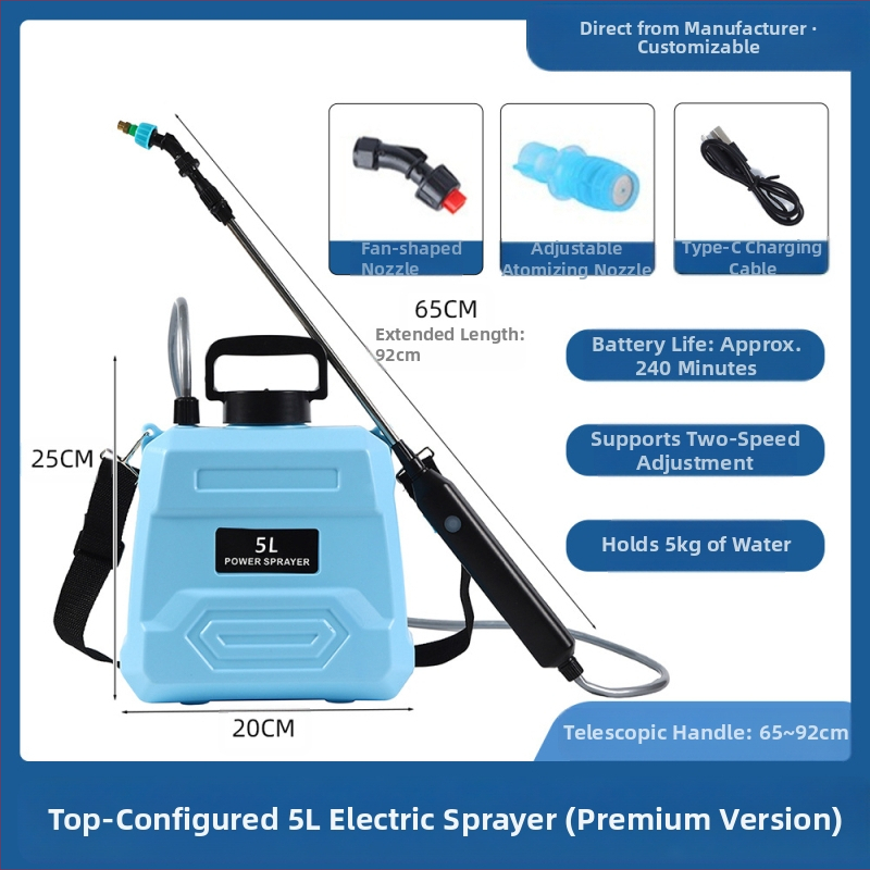 Elektrinis purkštuvas su tiesia rankena – Deluxe leidimas, ilgas baterijos veikimas, didelio slėgio dezinfekcijos purškimas, namų naudai