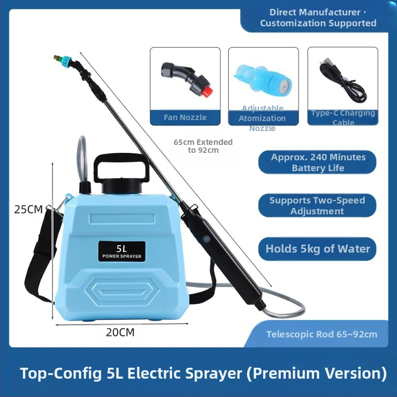 Elektrinis purkštuvas su tiesia rankena – Deluxe leidimas, ilgas baterijos veikimas, didelio slėgio dezinfekcijos purškimas, namų naudai
