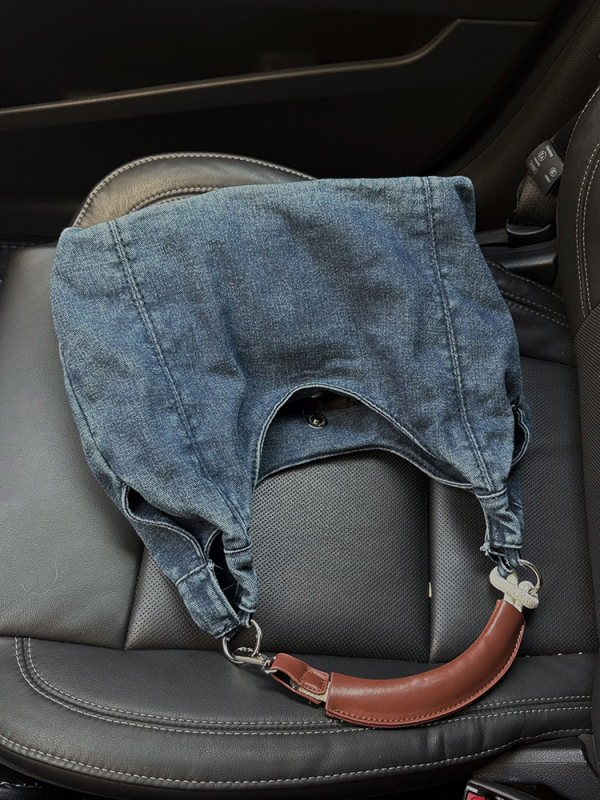 Texturált PU denim tote táska – utcai stílus, 2024 tavasz, mágneszár, puha