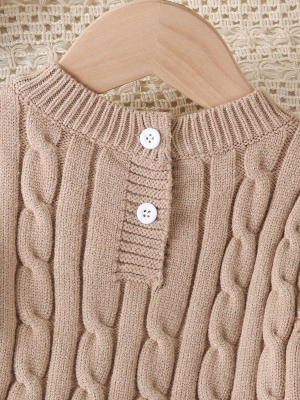 Laste kudumispull, Korea stiilis, ümmargune kaelus, pikkade varrukatega, keerlev köisdetail ja leheäär, pehme viskoosne trikotaž.