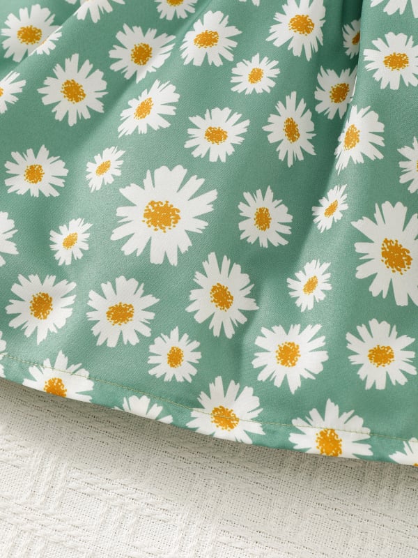 Lányoknak vállpántos ruha, édes stílus, betű- és virágmintás nyomat, hercegnő szabás, poliészter, 100% poliészter