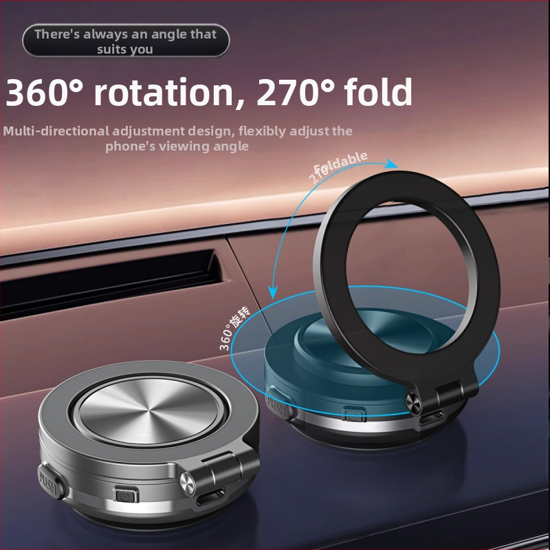 Automobilio laikiklis telefono įrenginiams ant prietaisų skydelio — 360° sukimas, vakuuminis prisitraukimas, magnetinis laikiklis, lydinio konstrukcija
