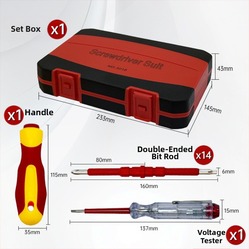 Tonghe 29-в-1 изолиран комплект отвертки, магнитни битове от хром-ванадий за електротехници и домашни ремонти.