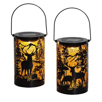 Solarna lampa za vrt od kovanog željeza s motivom jelena, LED, IP44, 6–12 sati rada, model 220602